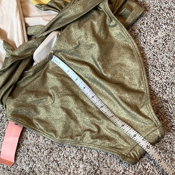 PQ Alex One Piece With Plunge Neck And Foldover Waist Detail in Haven Gold - Picture 11 of 13